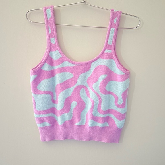Rue21 vintage Justify Purple and Blue Marble Swirl Cropped Sweater Tank Top y2k - Picture 2 of 5